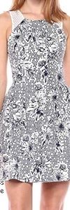 GUESS Printed fit and flare dress Navy Blue